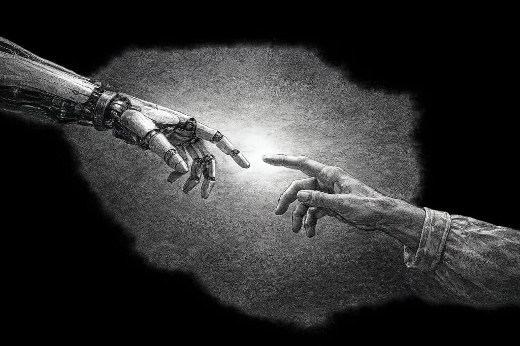 Hands touching conceptual illustration